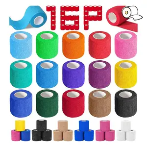 16 Pack Self Adhesive Bandage Wrap, 2" X 5 Yards Elastic Cohesive Bandage Wrap, Color Athletic Tape, Vet Wrap, Ankle Tape
