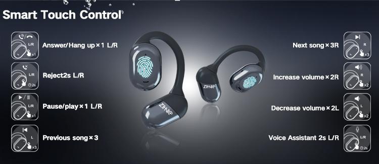 ZIHNIC OWS Fashionable Bluetooth Earbuds, Low Latency Wireless Gaming Headset Earphones, HIFI Sound Quality Music Earbudsfor Gaming Travel Sports On Ear In Ear Wireless Noise Cancellation On Ear Remote Control Built-in Microphone