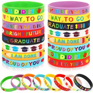24pcs Kindergarten Graduation Party Favors Silicone Bracelets Preschool Graduate Rubber Wristbands Supplies for Class of 2025 Graduation Kindergarten Preschool Party Favors Accessories
