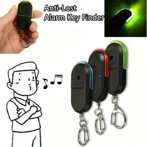 3pcs Anti-Lost Alarm Key Finder Locator Keychains - With Whistle Sound, LED Light, Red-Blue-Green Color Options for Adults