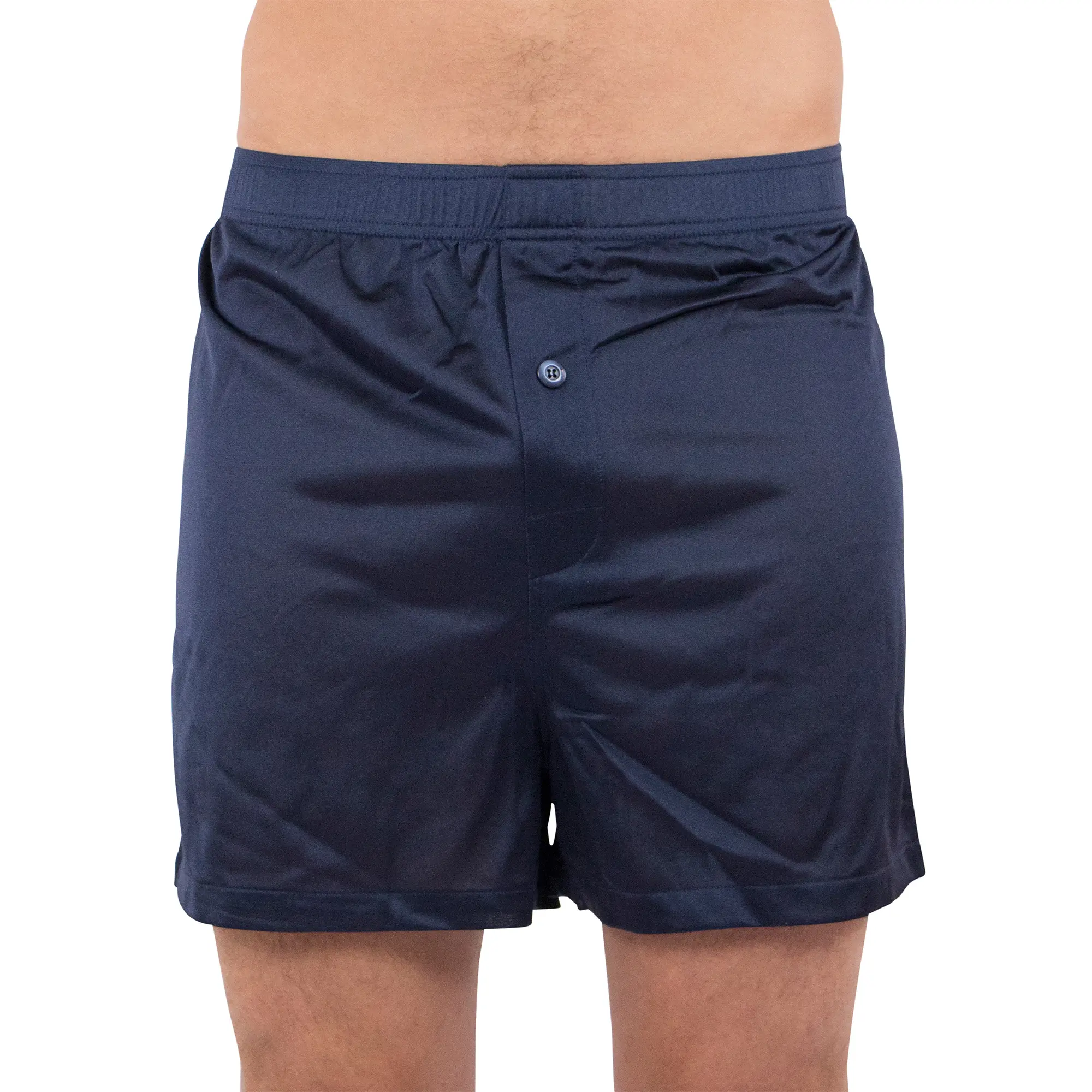 Intimo Men's Plain Tricot Knit Fabric Elastic Button Underwear - Traditional Sweat-Absorbent Casual Boxer Shorts for Lounging, Sleeping