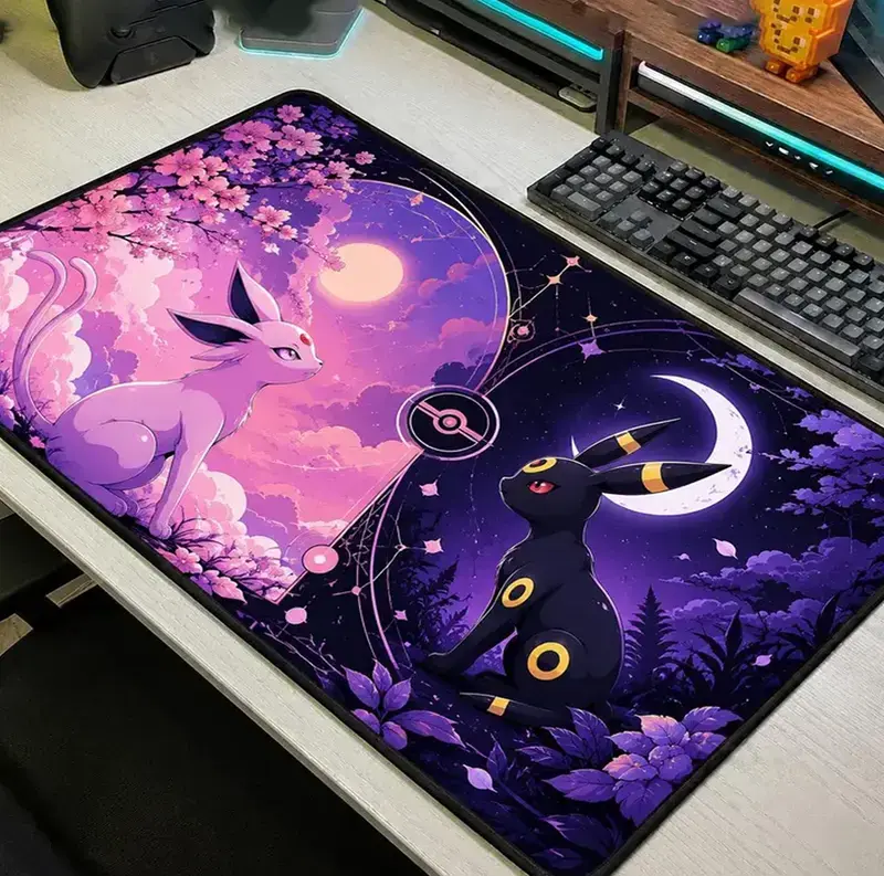 Umbreon Gaming Mouse Pad, Kawaii Desk Mat, Large Anime Mousepad, Purple Desk Accessory Gift