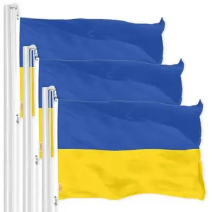 G128 3 Pack: Ukraine Ukrainian Flag | 2x3 Ft | LiteWeave Pro Series Printed 150D Polyester | Country Flag, Indoor/Outdoor, Vibrant Colors, Brass Grommets
