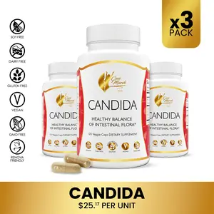 3 Bottles of Coco March N.M.D Candida Herbs & Enzymes, 30 Day Cleansing - Gluten Free, Vegan, GMO Free, Dairy and Soy Free - 120 Capsules