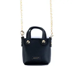 Moxyo Coco AirPods Pro and AirPods Mini Bag with Removable Gold Chain Cross Body, PU Leather Fashion Bag, Faux Suede Lining - Black