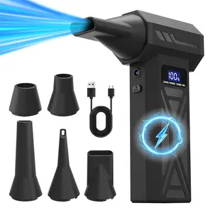 Powerful Turbo Fan with Smart Display – 130000 RPM, 4 Speed Levels, Includes 5 Nozzles & High-Capacity Battery; Ideal Portable Cleaning Tool for Computers, Keyboards, Cars, and Outdoor Spaces; Perfect Holiday Gift