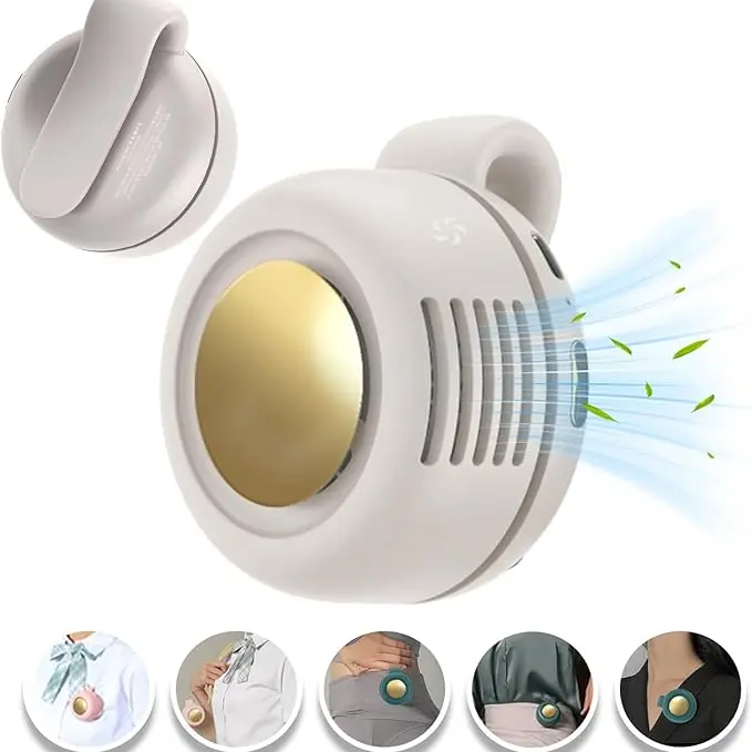 Rechargeable Rotatable Bladeless Wearable Fan, 3-Speed Adjustable Low Noise Portable Cooling Fan, Neck & Waist Fan for Outdoor Travel Office