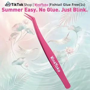 WinkYoko No Glue Lash Clusters Pro Eyelash Applicator Tweezer, Anti-Stick Cosmetic Eyelash Tweezers, Perfect for Self Adhesive Eyelashes, Professional Makeup Artists & Beginners