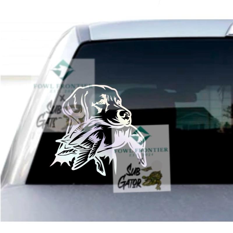Dog with Duck, lab with Duck, hunting dog decal -Hunting Sticker in Various Colors and Sizes Perfect for Vehicle Decor and Conversation Starter Vinyl Car Decals