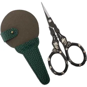 Little Detail  with Case,  Needlework Scissor for Sewing Craft Crochet Cross Stitch Yarn, Thread Snips Small Embroidery Shears Black