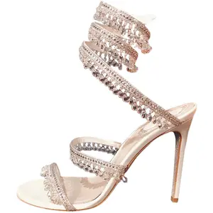 Evolra Women’s Gladiator Heels Rhinestone Spiral Sandals – Crystal Strap Stiletto Women’s Trendy Shoes for Party, Wedding, Night Out and Summer Events