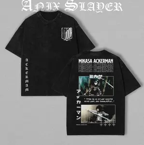 Mikasa Ackerman T-Shirt – Attack on Titan Anime Tee | Oversized Vintage Aesthetic Graphic Shirt anime inspired tee boys  merch men  gifts