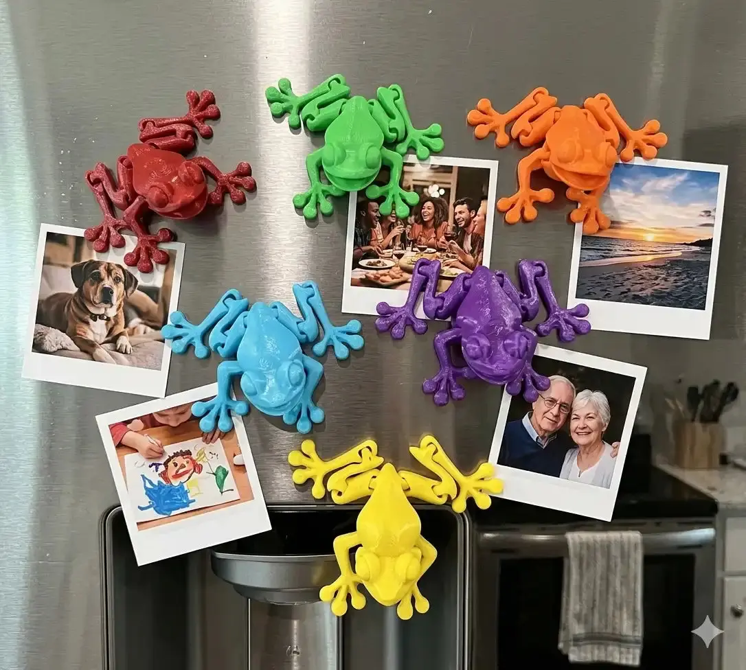 6-Piece Magnetic Frog Shape Refrigerator Magnets, Nature-Inspired Artwork, Colorful Home & Kitchen Decor, Ideal Gift