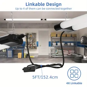 2024 4High-Output LED Utility Shop Light Fixture - 4400 Lumen, 6500K Cool Daylight, Surface and Suspension Mount, Push Button Control, 42W Eng with Wide Application