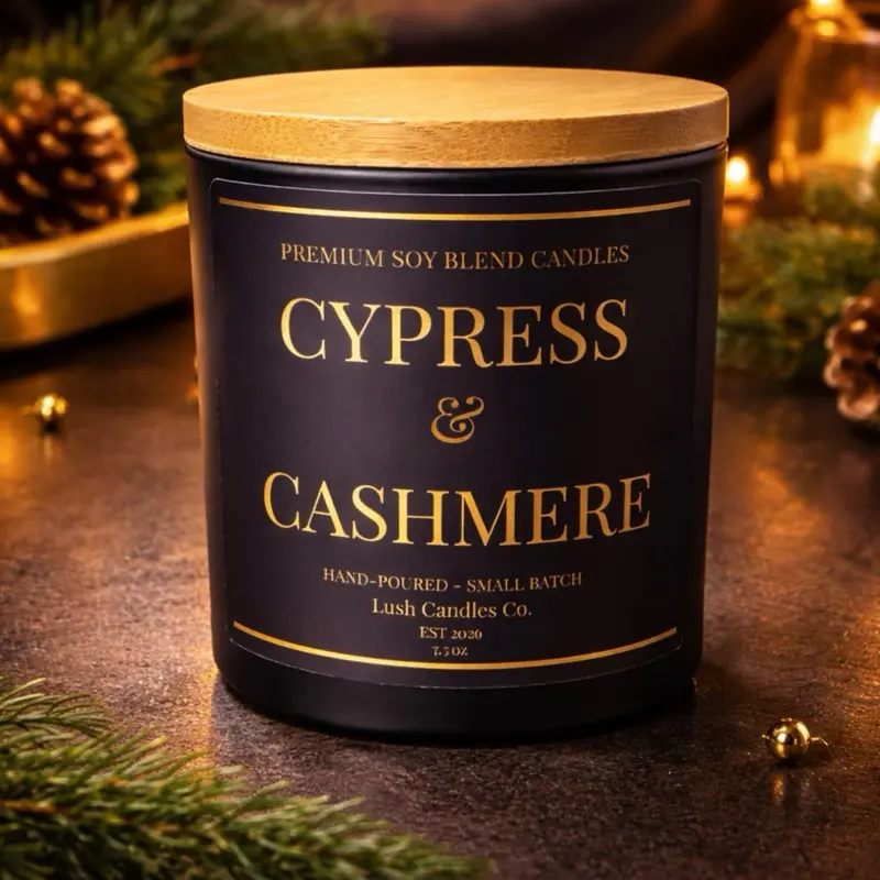 Lush Candles Co. Premium Soy Blend Candles Cypress & Cashmere Hand-Poured Small Batch 7.5 oz