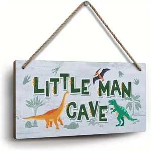 Dinosaur Room Decor for Boys' Bedroom, Prehistoric Themed Wall Hanging Sign, Easy to Hang Dino Art for Kids Playroom, Dinosaur Cave Wall Decor, Hangable Room Decor (11.8x5.9 Inches)