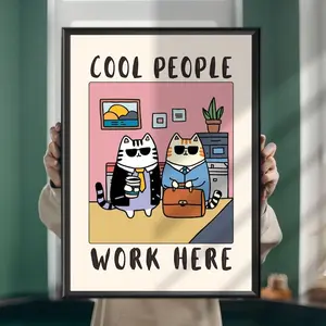 [SALE UP TO 50% + FREE SHIP] Cool People Work Here Cat Poster – Funny Office Art Print