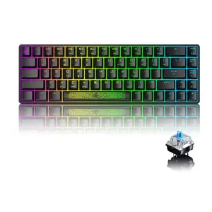 MAGIC-REFINER 60% Mini Mechanical Keyboard, MK14 Wired Gaming Keyboard with Chroma RGB Backlit,Clicky Blue Switch,NKRO 68Key No-Conflict,Ergonomic with Detachable USB-C Cable for Win/Mac/PC
