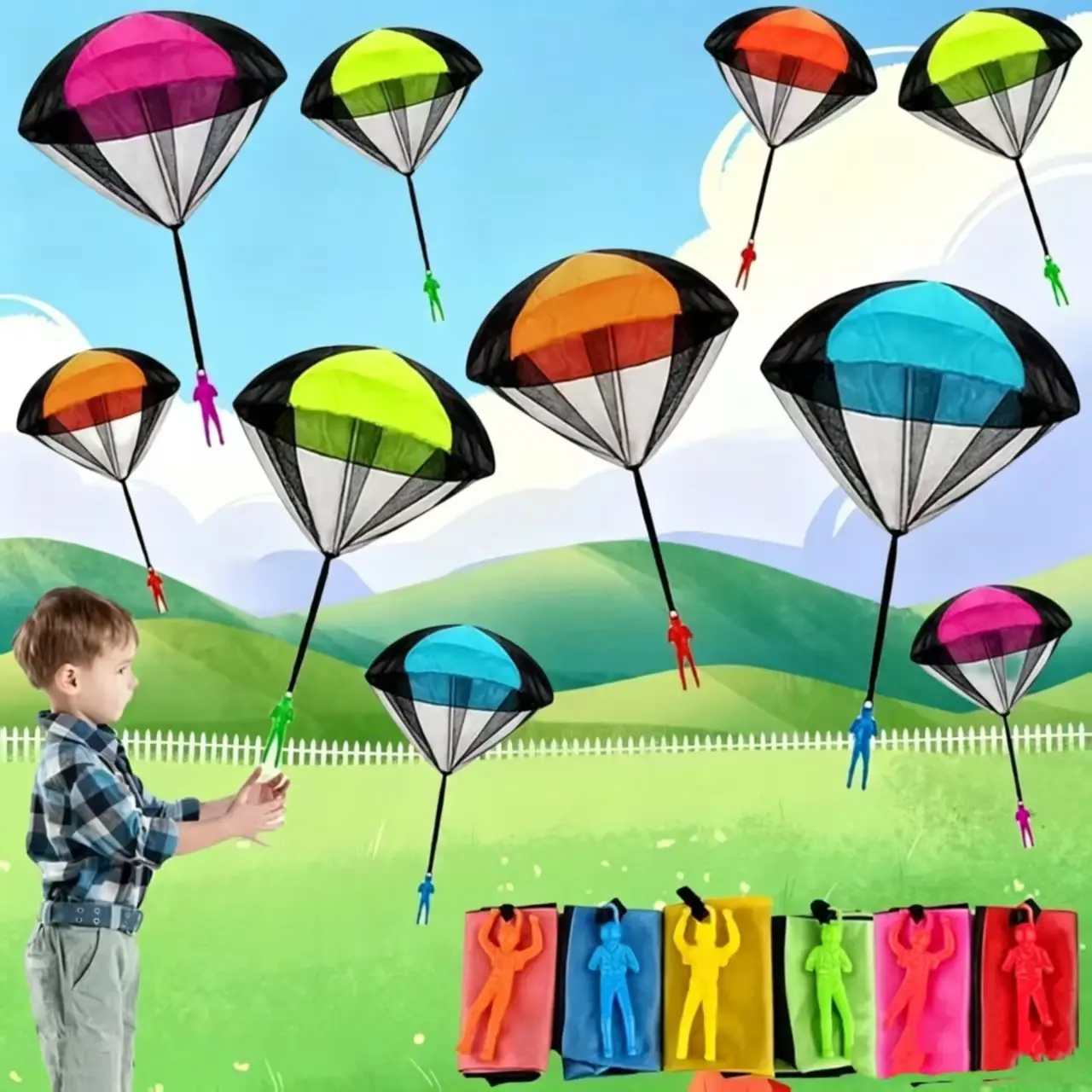 3/5/10 Pcs Fun Hand Throwing Soldier Parachute Outdoor Game Kids Birthday Party Festival Party Gift Reward Carnival Gift Pack