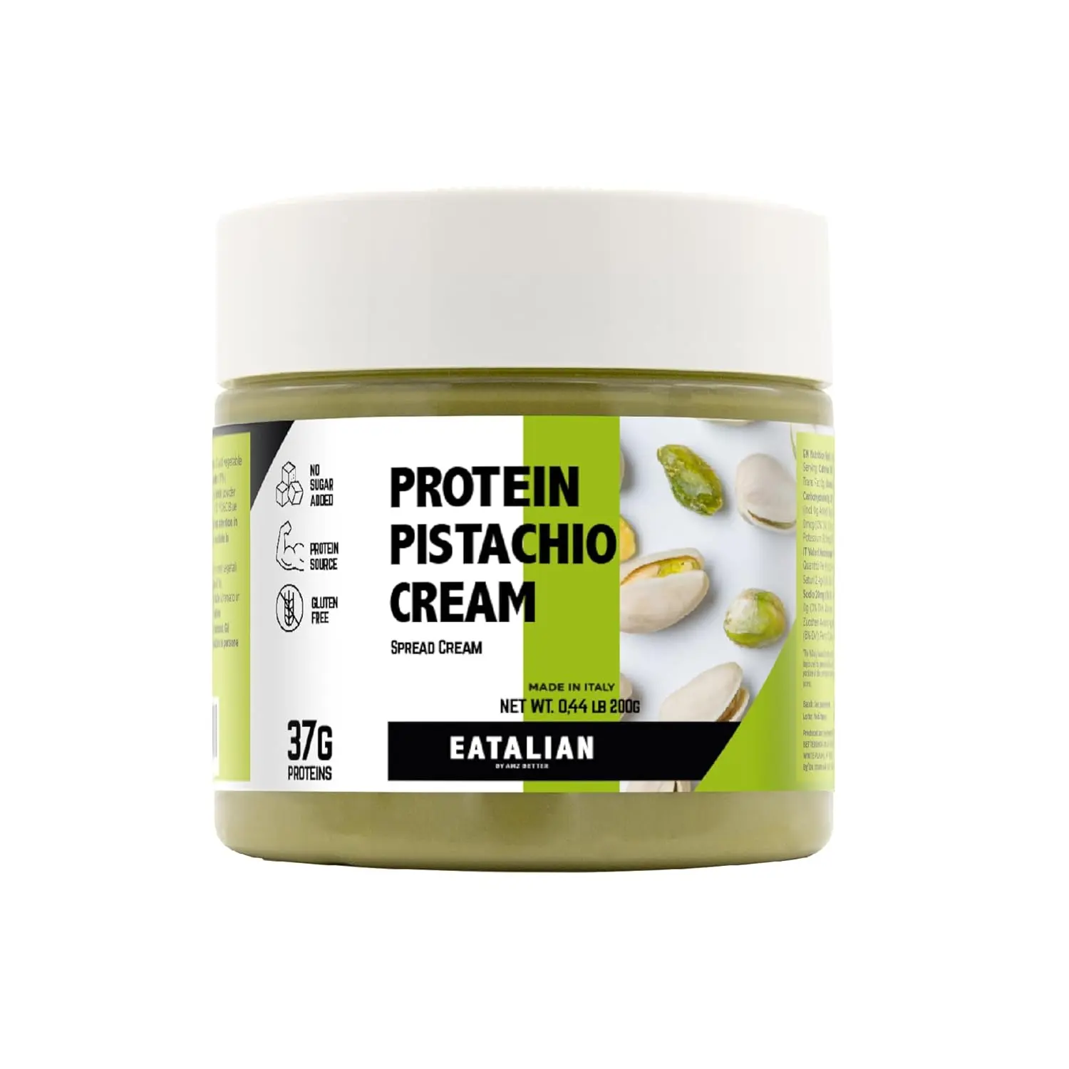 EATALIAN by AMZ BETTER Protein Pistachio Cream 7 oz/200 gr, Natural Spreadable Pistachio Cream, Made in Italy Protein Pasta, Sweet Taste Ideal on Bread and Dubai Chocolate