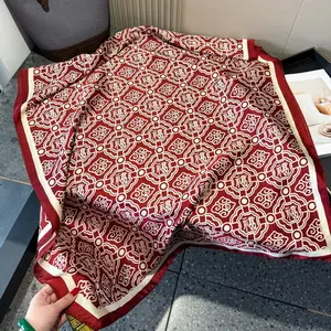 Chinese Fengfu character long printed scarf ink painting silk scarf shawl scarf