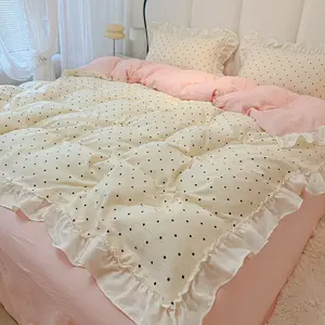 3-Piece Classic Fashion Polka Dot Decorative Bedding Set, Includes 1 duvet cover & 2 Pillowcases, Soft Comfortable Home Bedroom Linen