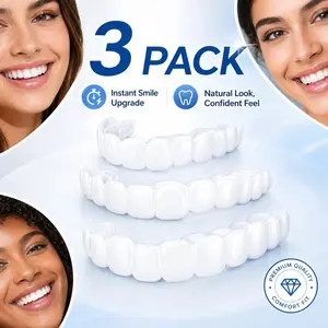 Snap On Veneers Smile Teeth【3PC】Cover the Broken and Missing Tooth  & Instant Confidence Mouth piece Oral Care Tool for Travel and Business Trip, Oral Hygiene Essentials