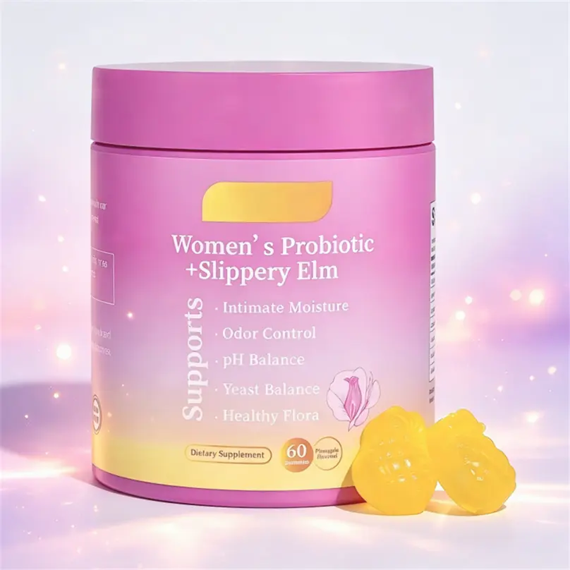 Her Juicy  Feminine Probiotics Gummies- All in One Solution with Slippery Elm and Prebiotics&Lactobacillus Probiotic Blend for Women’s pH Balance and Dryness - Hawaiian Pineapple Gummies 60 Count-feminine balance  gummies