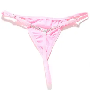 Rhinestone Chain Thong String for Sexy Women Body Chains Bikini Hotwife Lingerie Pink Panties Underwear Gift Underpants