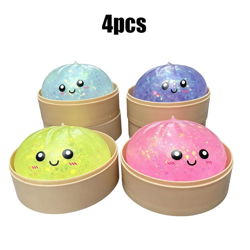 Glitter Dumpling Squishy with Box, Soft Sensory Squeeze Toy for Stress Relief, Mystery Glitter Dumplings, Decompression Dough, Not Blind Box, You Can Choose Your Favorite Color Freely