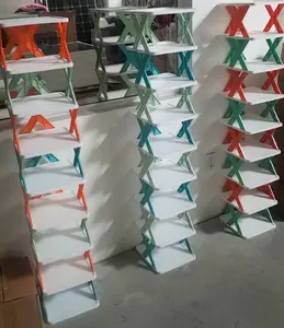 Colorful Plastic 9 Levels X Support Knock-downable Shoes Rack