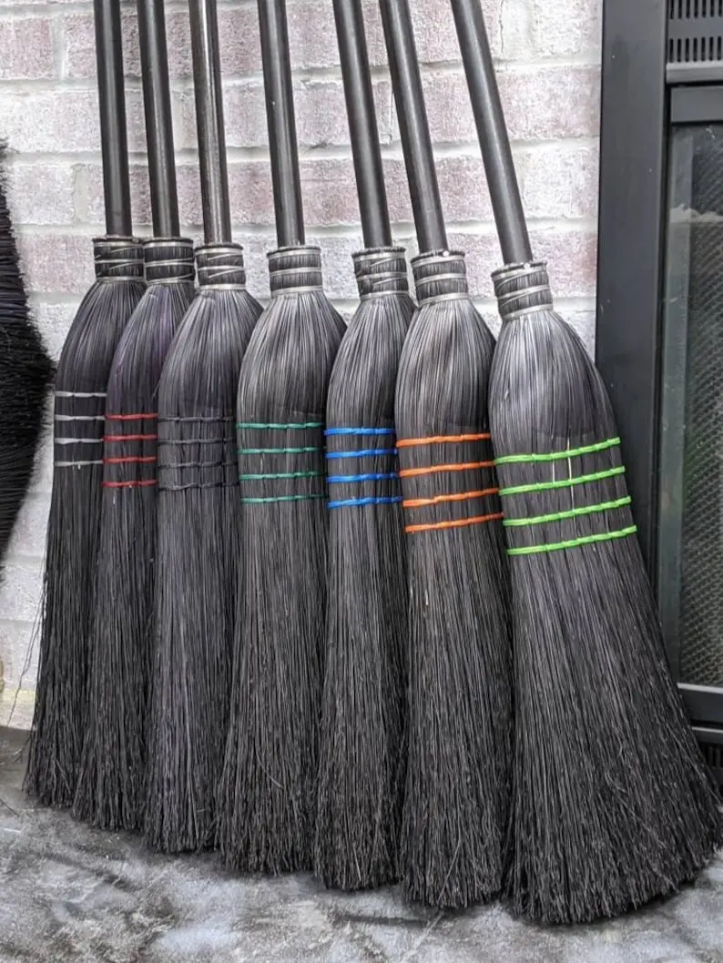 Black House Broom, Black Corn Broom, Meckley Brooms, Handmade & Hand Stitched, Old Fashion Quality, Pick your Stitching Color Kitchen Broom