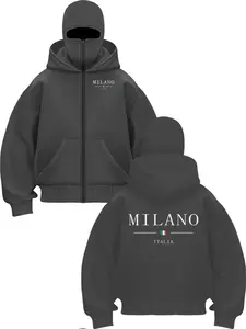 Unisex Zipper Print Hooded Cardigan, Madrid Spain Flag Design, Comfortable Fall Winter Pullover, Couple Long Sleeve Sweatshirt, Casual Streetwear Jacket