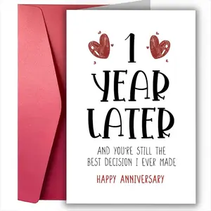 1pc New Year Card For Girlfriend Boyfriend For Him Her First Wedding Anniversary Card, For Wife Husband's First Wedding Anniversary Gift, For Family, Boyfriend Girlfriend (With Envelope)