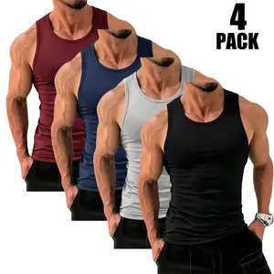 4-Pack Men’s Athletic Compression Tank Tops – Stretch Slim Fit, Sleeveless Fitness Shirts, Quick Dry & Breathable, Muscle Training Base Layer summerwins