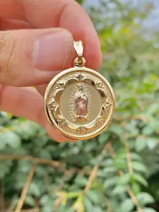 Round Guadalupe Pendant Charm Tri Color for Womens Anniversary Birthday