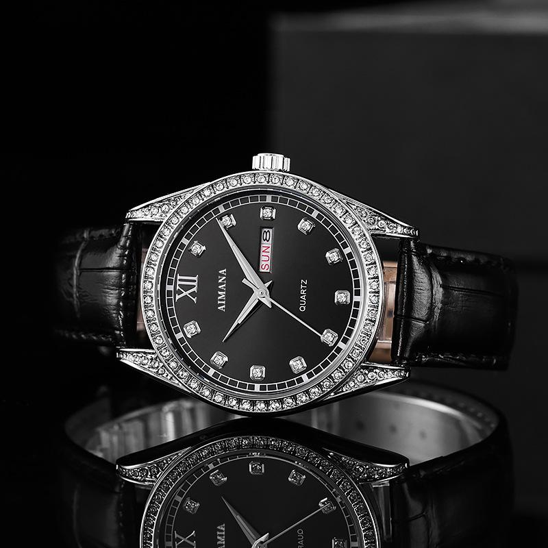 Swiss Luxury Men's Watch - Log Series Diamond Dial Luminous Quartz Wristwatch, Waterproof Business Classic