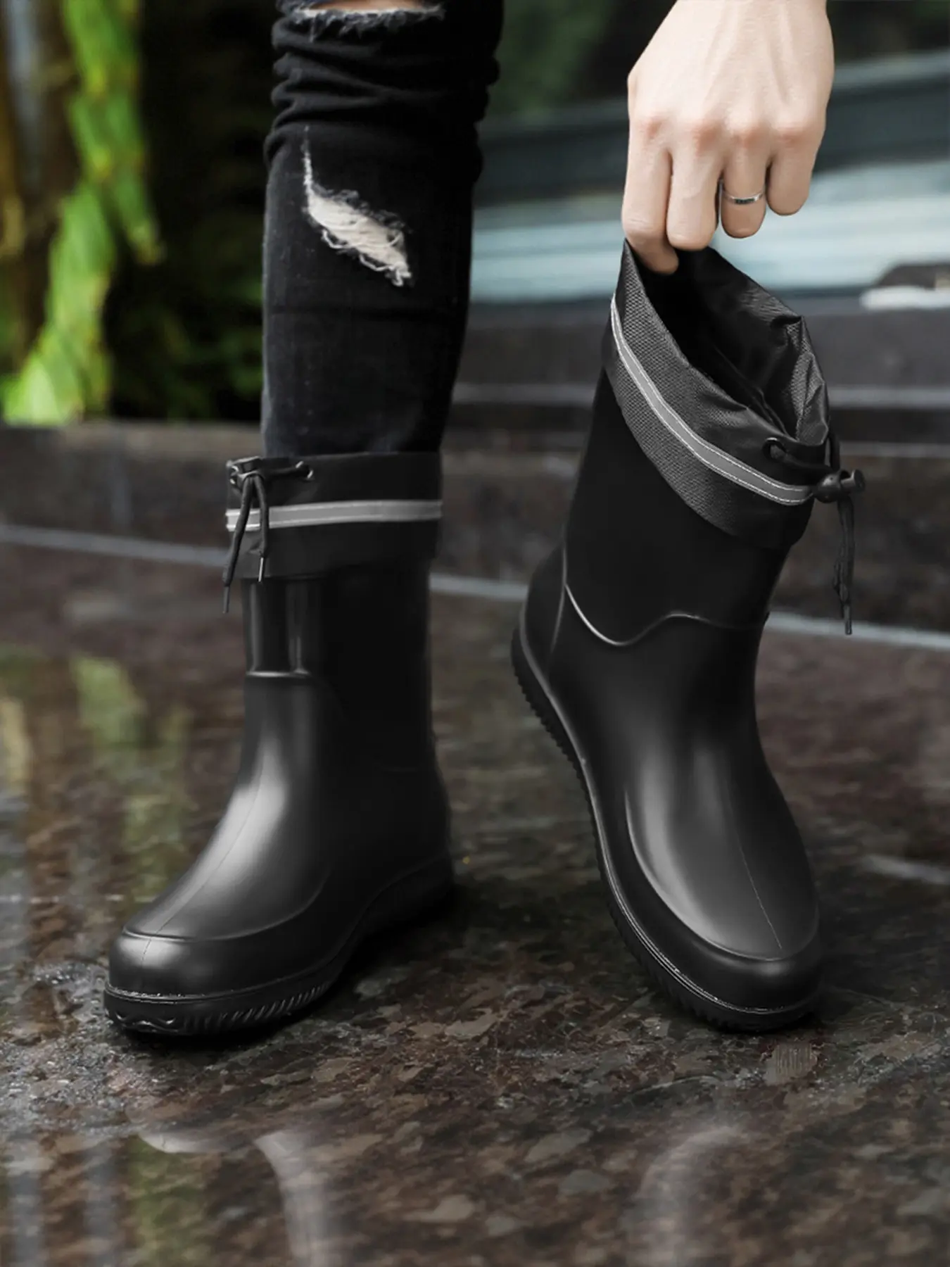 Men's Plus Size Waterproof Fishing Boots, Multiple Sizes Available, Anti-Slip Comfortable Design, Durable for Outdoor Work