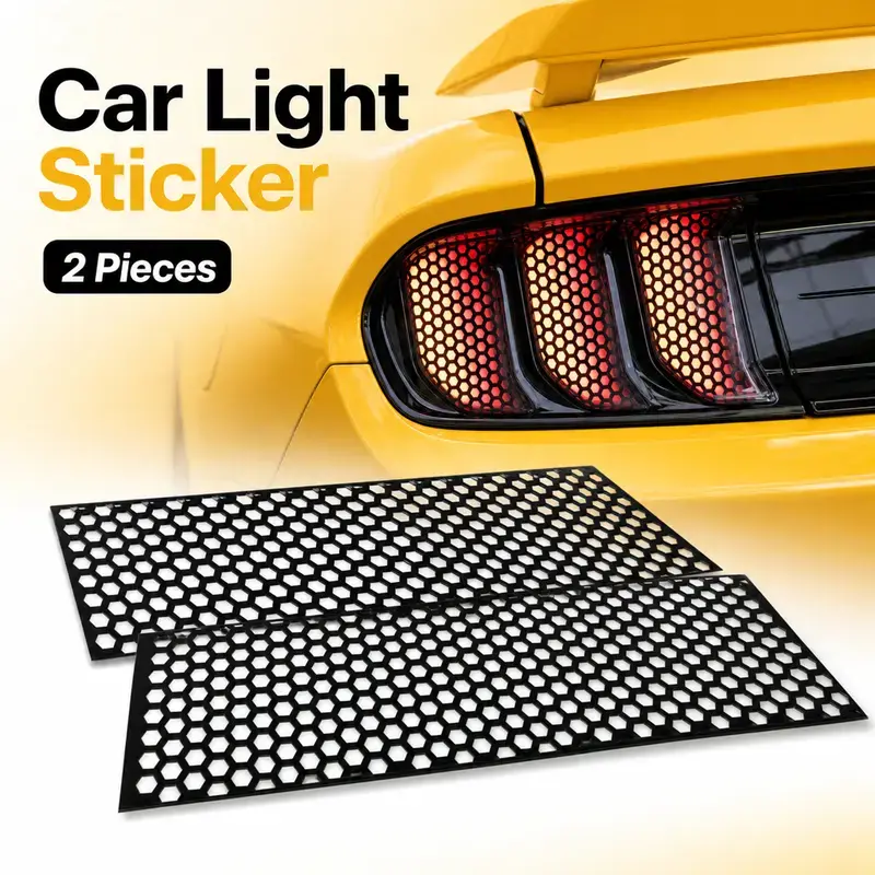 Bigger Size, Better Value! 2PCS Honeycomb Texture Car Stickers, Car Decals, Decal For Cars, Waterproof, Easy To Apply, No Traces, Suitable for Car Taillights, Trucks, SUVs, Metal, Glass, Smooth Surface, DIY Self-adhesive, Rear Side Decal