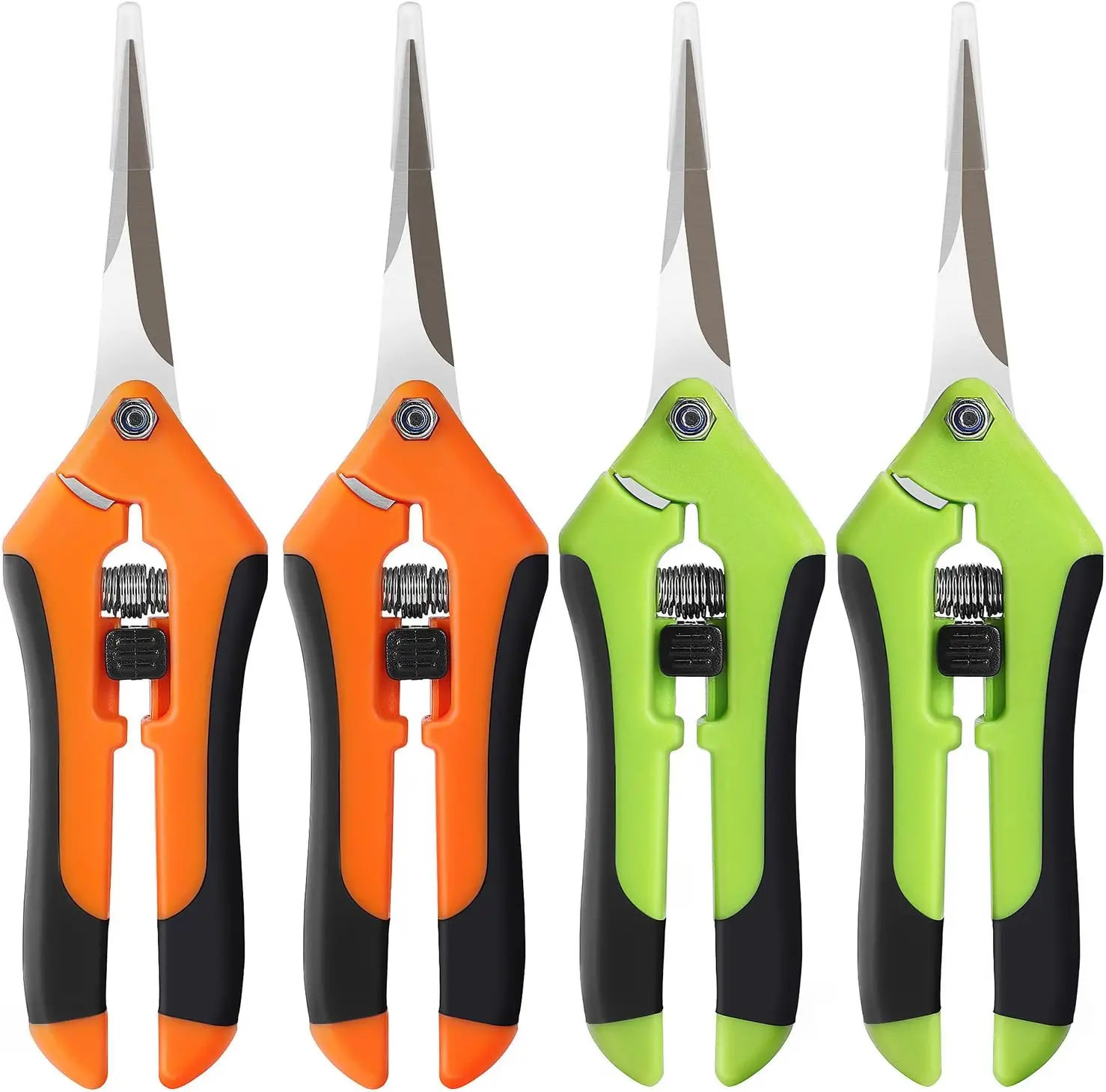 4 Pack 6.5" Pruning Shears, Sharp Stainless Steel Garden Scissors, Ergonomic Hand Snips for Flowers, Herbs & Plants