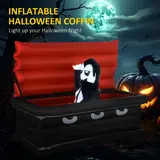 HOMCOM 6FT W Halloween Inflatables Outdoor Decorations Vampire Coffin | Giant Coffin, Blow Up LED Yard Decor, Garden, Lawn, Party, Holiday,home decor