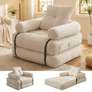 Oversized Corduroy Convertible Chaise Lounge Chair, 3-in-1 Folding Sleeper Sofa Bed for Living Room tiktokshopspringglowup