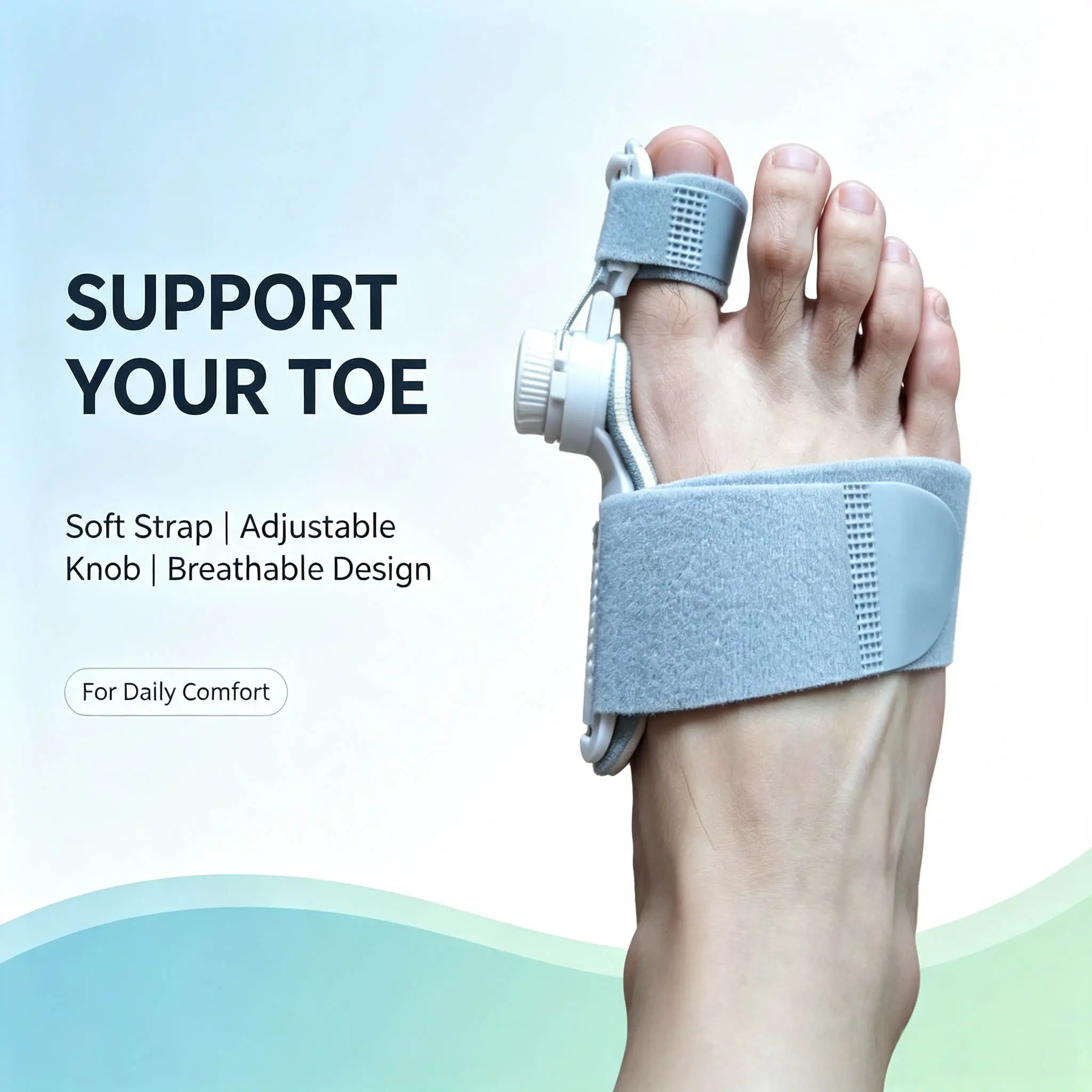 Bunion Corrector & Big Toe Straightener, Full Hollow Breathable Sweat-Resistant Brace for Hallux Valgus Support, All-Season Pedicure Accessory for Bunion Pain Relief, Two Piece Set, Breathable Fabric
