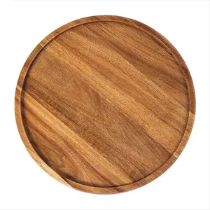 Round Wood Tray,Wooden Serving Tray,Serving Platter,Appetizer Charcuterie Board,Tray Organizer for Kitchen/Countertop D