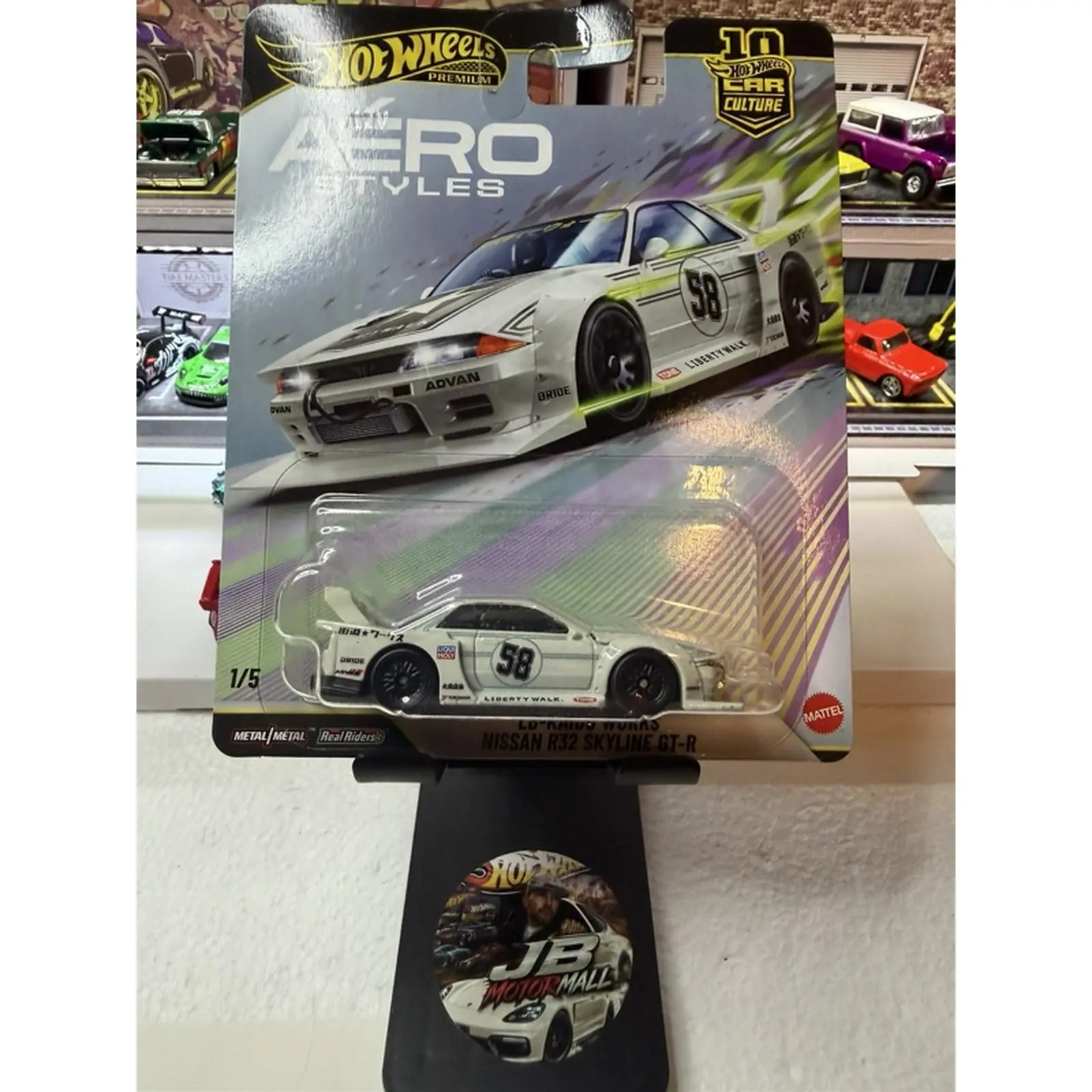 Hot Wheels Aero Styles Nissan R34 Skyline GT-R 58 Collectible Die-Cast Car 1/64 Scale Model