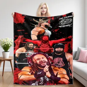 J-Jacob Fatu Inspired Wrestling Blanket, Soft Cozy Flannel Throw with Samoan Warrior Champion Vibes, Lightweight Warm Blanket for Bed Sofa Living Room, Perfect Birthday Gift, Christmas Gift, Holiday Present for Wrestling Fans