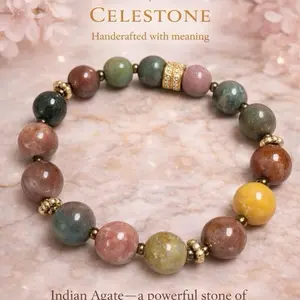 Celestone Handcrafted Indian Agate Bracelet - A Powerful Stone of Meaningful Design