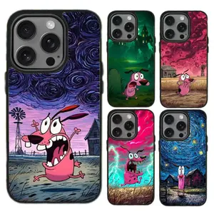 Cartoon Courage Cowardly Dog Magsafe Unique Artistic Phone Cases For iPhone 17 Promax Pro Air 16 Plus 15 14 13 12 Magnetic Wireless Charging Black Shockproof Protective Cover Perfect Christmas Halloween Birthday Gift