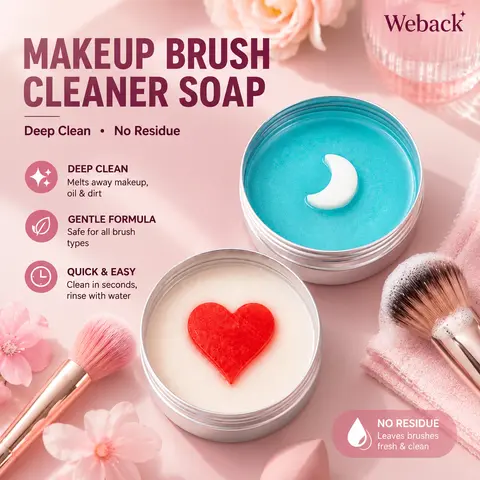 WEBACK Makeup Brush Cleanser Soap with Silicone Cleaning Pad, Single Item Solid Makeup Brush Cleaner, 3.52oz/100g