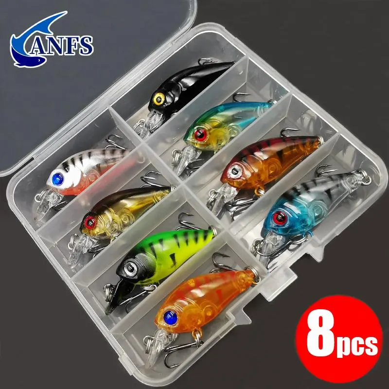 Artificial Fishing Lure, 8 Counts/box Floating Fake Fishing Bait, Topwater Fishing Bait, Bass Fishing Lure, Outdoor Fishing Accessories, Fishing Lure Set, Fishing Gear, Fishing Equipment